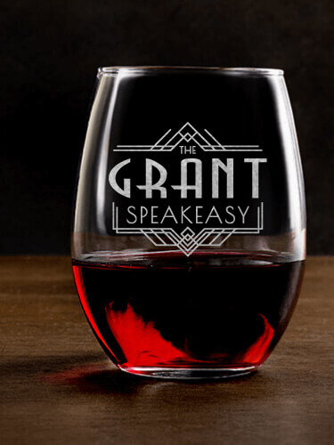 Speakeasy Clear Stemless Wine Glass - Engraved (single)