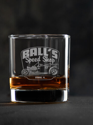 Speed Shop BP Clear Rocks Glass - Engraved (single)