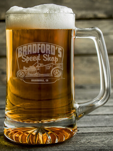 Speed Shop Clear Beer Mug - Engraved