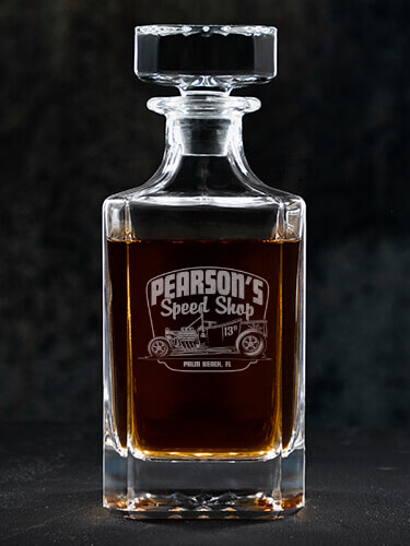 Speed Shop Clear Whiskey Decanter - Engraved
