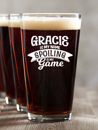 Spoiling Is My Game Clear Pint Glass - Color Printed (set of 4)