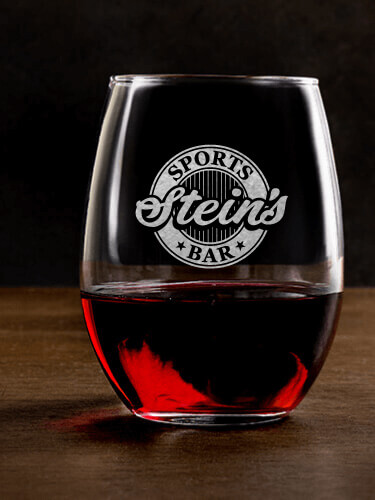 Sports Bar Clear Stemless Wine Glass - Engraved (single)