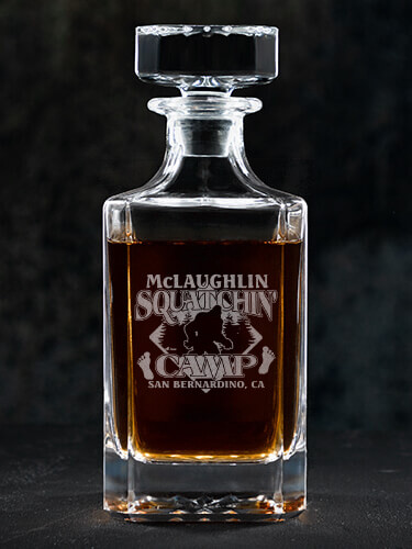 Squatchin' Camp Clear Whiskey Decanter - Engraved