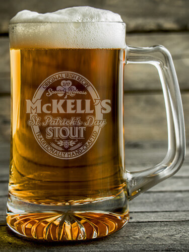 St. Patrick's Day Stout Clear Beer Mug - Engraved