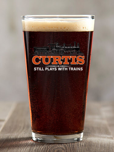 Still Plays With Trains Clear Pint Glass - Color Printed (single)