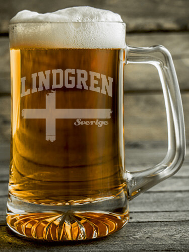 Sweden Clear Beer Mug - Engraved