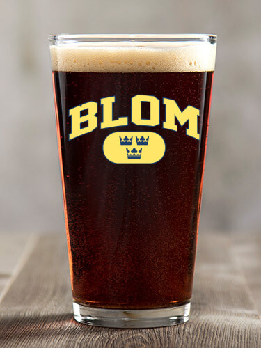 Swedish Varsity Clear Pint Glass - Color Printed (single)