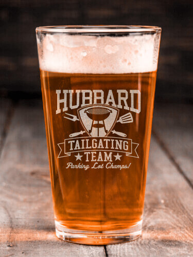Tailgating Team Clear Pint Glass - Engraved (single)
