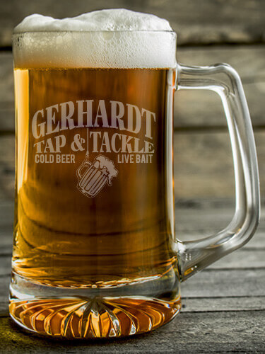 Tap and Tackle Clear Beer Mug - Engraved