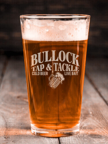 Tap and Tackle Clear Pint Glass - Engraved (single)