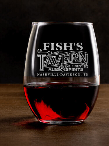 Tavern Clear Stemless Wine Glass - Engraved (single)