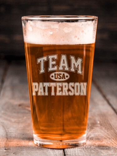 Team USA Clear Pint Glass - Engraved (single)