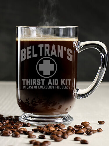 Thirst Aid Kit Clear Coffee Mug - Engraved (single)