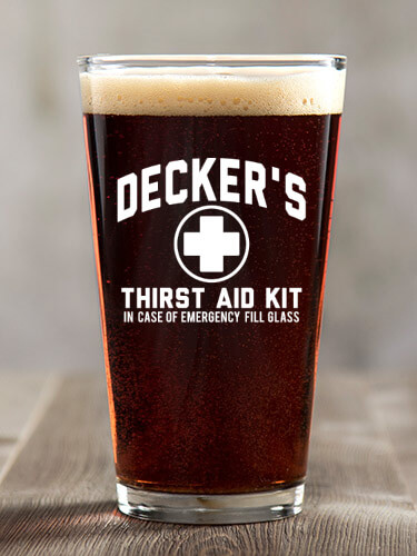 Thirst Aid Kit Clear Pint Glass - Color Printed (single)