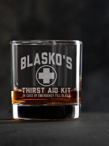 Thirst Aid Kit Clear Rocks Glass - Engraved (single)