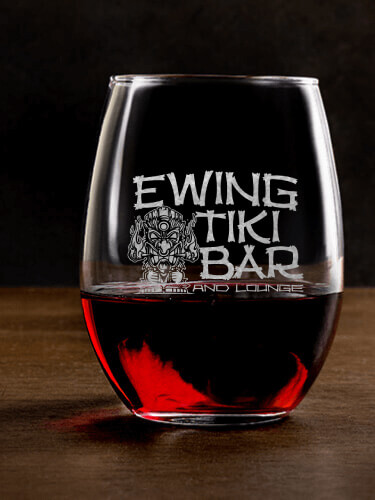 Tiki Bar Clear Stemless Wine Glass - Engraved (single)
