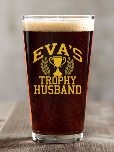 Trophy Husband Clear Pint Glass - Color Printed (single)