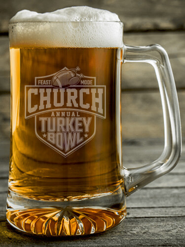 Turkey Bowl Clear Beer Mug - Engraved