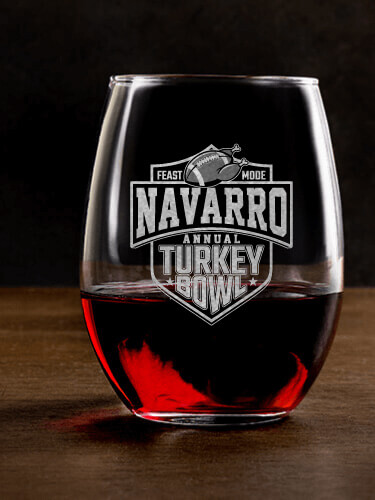 Turkey Bowl Clear Stemless Wine Glass - Engraved (single)