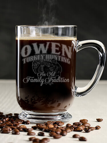 Turkey Hunting Family Tradition Clear Coffee Mug - Engraved (single)