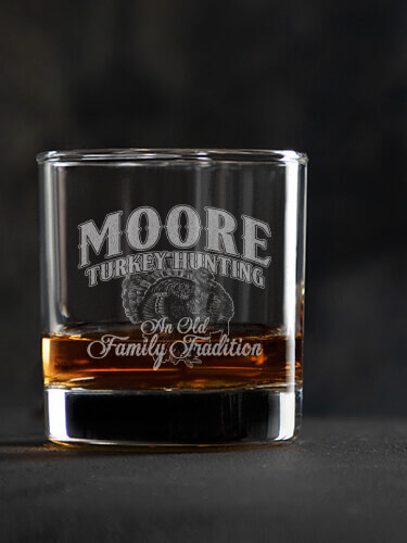 Turkey Hunting Family Tradition Clear Rocks Glass - Engraved (single)