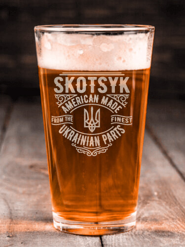 Ukrainian Parts Clear Pint Glass - Engraved (single)