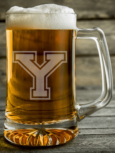 Varsity Letter Clear Beer Mug - Engraved