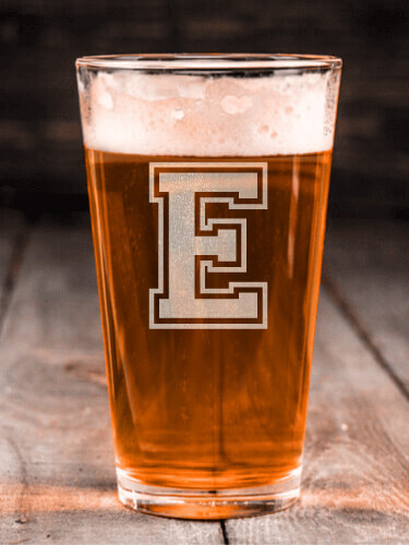 Varsity Letter Clear Pint Glass - Engraved (single)