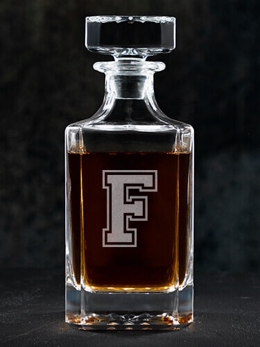 Varsity Letter Clear Whiskey Decanter - Engraved