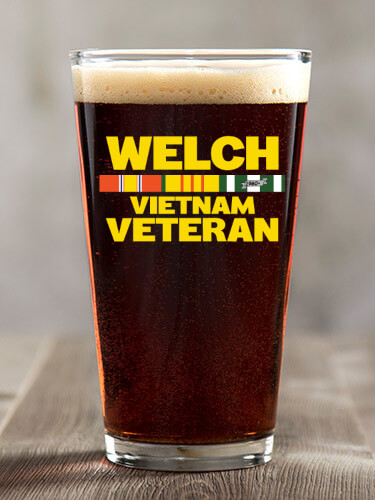 Vietnam Veteran Clear Pint Glass - Color Printed (single)