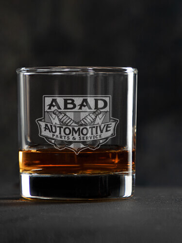 Vintage Automotive Clear Rocks Glass - Engraved (single)