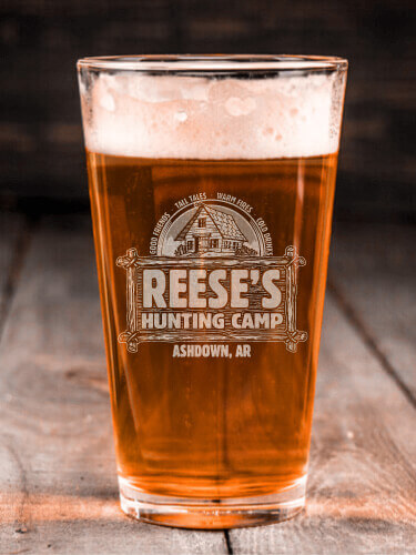 Vintage Hunting Camp Clear Pint Glass - Engraved (single)