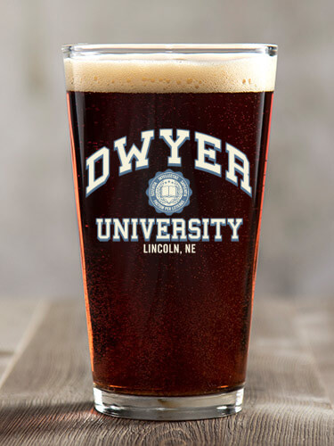 Vintage University Clear Pint Glass - Color Printed (single)