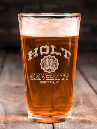 Vintage University Clear Pint Glass - Engraved (single)