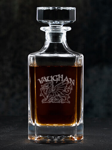 Welsh Dragon Clear Whiskey Decanter - Engraved