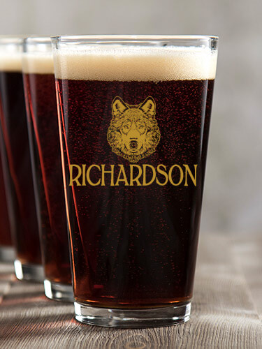 Wolf Clear Pint Glass - Color Printed (set of 4)