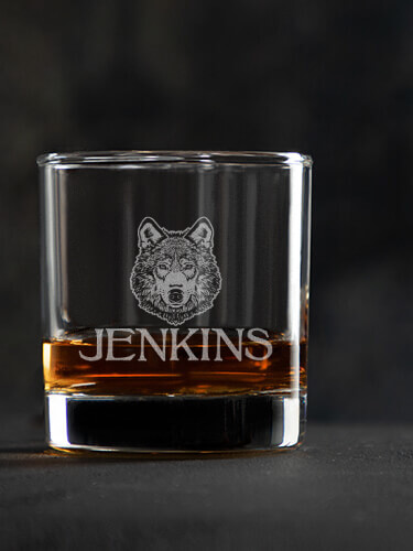 Wolf Clear Rocks Glass - Engraved (single)