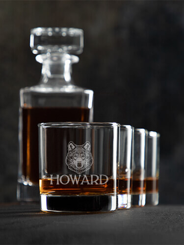 Wolf Clear 1 Decanter 4 Rocks Glass Gift Set