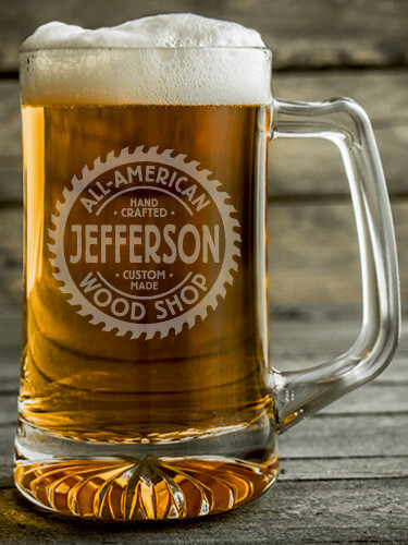 Wood Shop Clear Beer Mug - Engraved