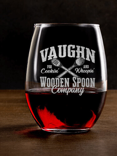 Wooden Spoon Company Clear Stemless Wine Glass - Engraved (single)