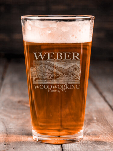 Woodworking Clear Pint Glass - Engraved (single)