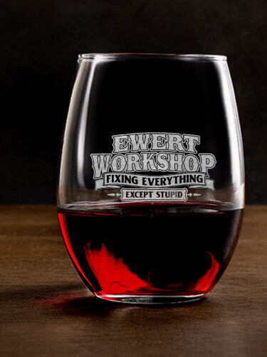 Workshop Clear Stemless Wine Glass - Engraved (single)