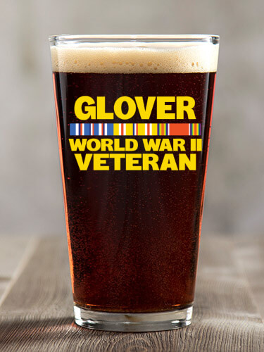 WW2 Pacific Veteran Clear Pint Glass - Color Printed (single)