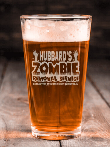 Zombie Removal Service Clear Pint Glass - Engraved (single)