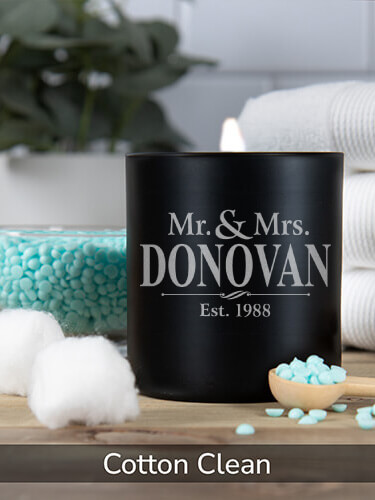 Mr and Mrs Cotton Clean/Natural 11oz. Engraved Scented Candle