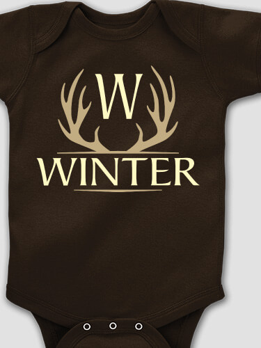 Antler Monogram Dark Chocolate Baby Bodysuit