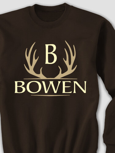 Antler Monogram Dark Chocolate Adult Sweatshirt