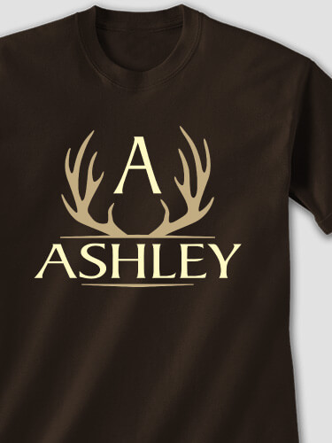 Antler Monogram Dark Chocolate Adult T-Shirt