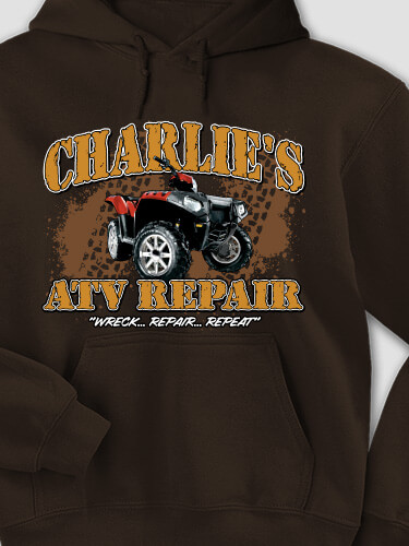ATV Repair Dark Chocolate Adult Hooded Sweatshirt