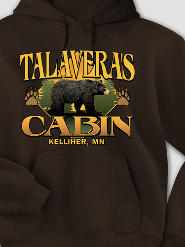 Bear Cabin Dark Chocolate Adult Hooded Sweatshirt